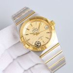 Omega 38MM 5th Constellation 8800 Movement Sun Pattern Gold/White Dial Watch